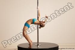 Underwear Gymnastic poses Woman White Moving poses Slim long blond Dynamic poses Academic